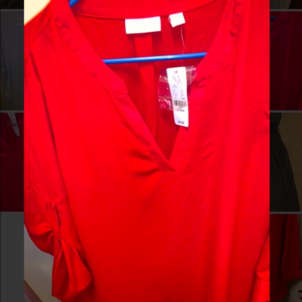Red Tunic Blouse medium